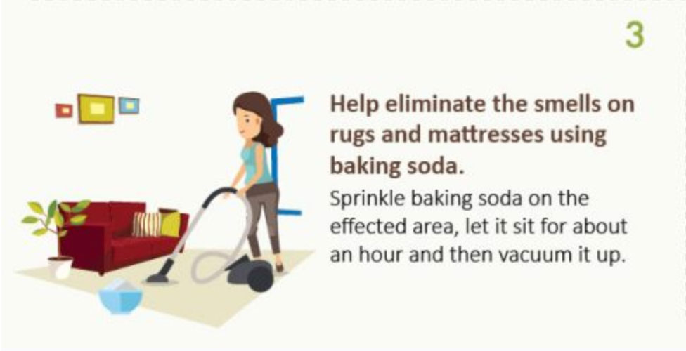 Using baking soda to eliminate odors in mattresses and rugs